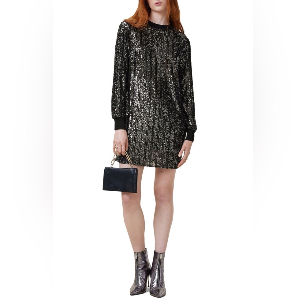 AllSaints Solstice Long Sleeve Sequin Mini Dress Size XS